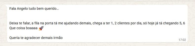 Print de mensagem de Jardel relatando aumento de clientes no dia.