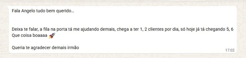 Print de mensagem de Jardel relatando aumento de clientes no dia.